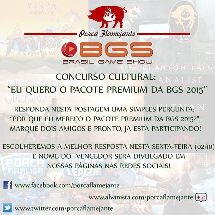 Concurso Cultural Porca Flamejante e Play4Fun BGS 2015 – Resultado