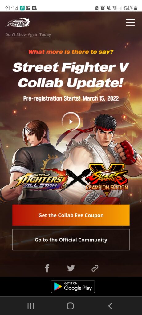 Anunciada colaboração de  Street Fighter com KoF All Stars